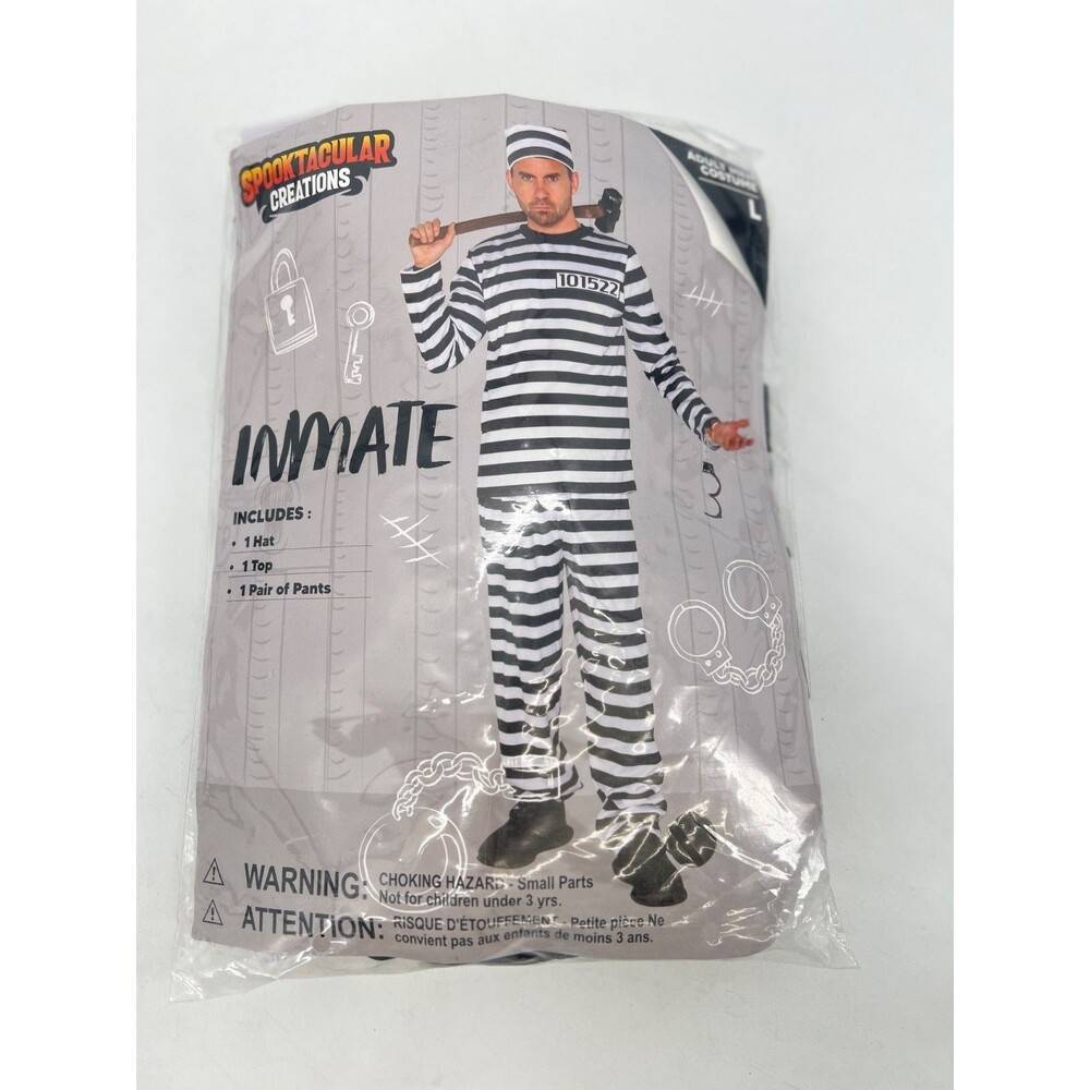 Spooktacular Creations Adult Inmate Costume Size Large Cosplay Halloween Jail B